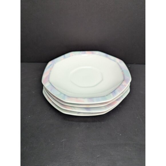 Savoir Vivre Celina Y0010 Fine China 6" Polygon Saucer Replacement Set of 4 - Picture 8 of 9